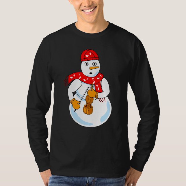 Violin Snögubbe T Shirt (Framsida)