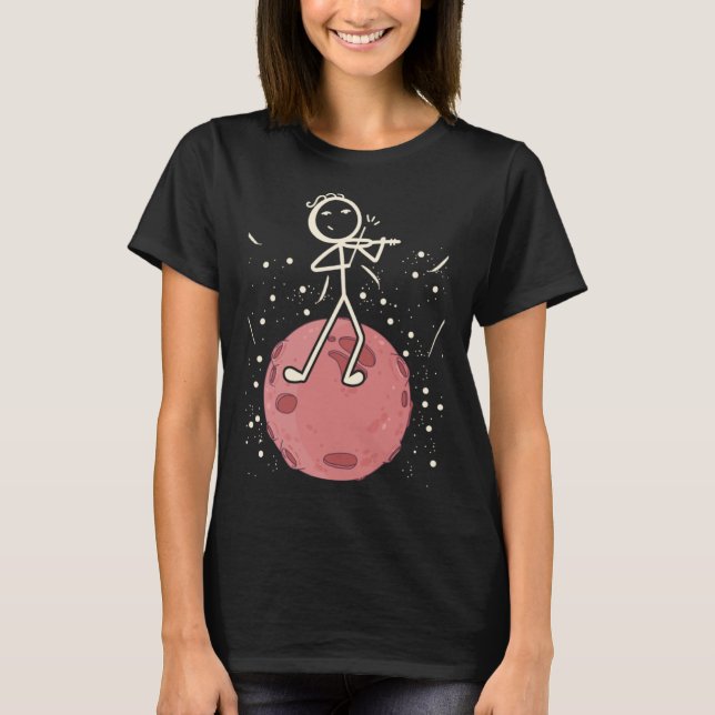Violin Stick Player in Planet Violin Music Violin T Shirt (Framsida)