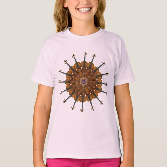 Violin Sunblomma Tee Shirt (Framsida)