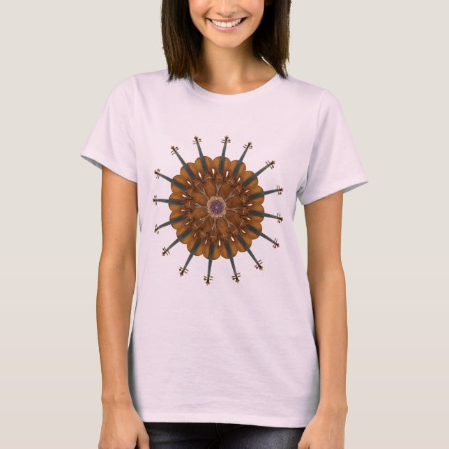 Violin Sunblomma Tee Shirt (Framsida)