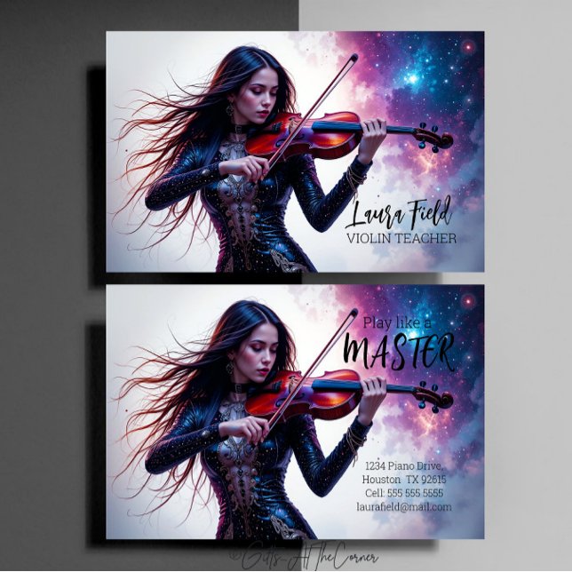 Violin Teacher Cosmic Visitkort (Skapare uppladdad)