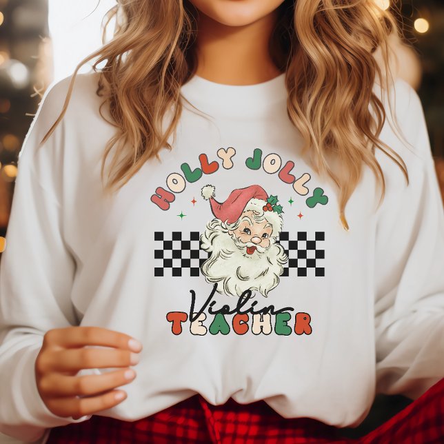 Violin Teacher Musician Holly Jolly jul T Shirt (Skapare uppladdad)
