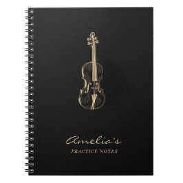 Violin Teacher Student Elegant Script Black Anteckningsbok