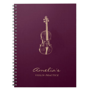 Violin Teacher Student Elegant Script Burgundy Anteckningsbok