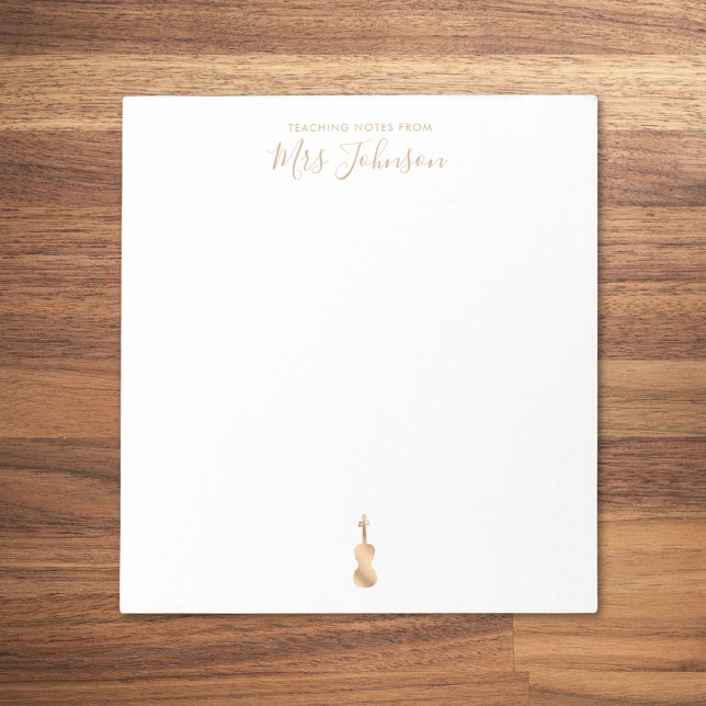 Violin Teacher Teaching Notes Elegant Skript Anteckningsblock (Skapare uppladdad)