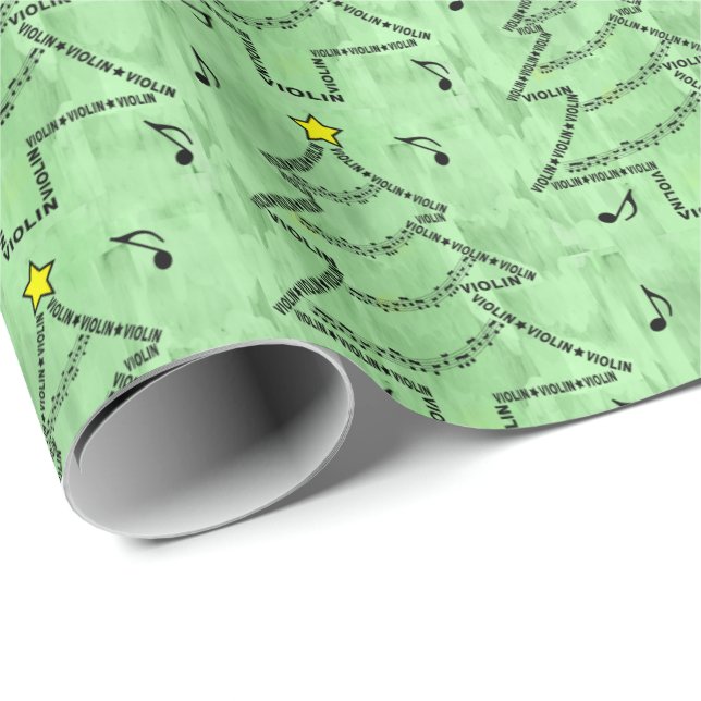 Violin Text Julgran Presentpapper (Rullad Hörn)