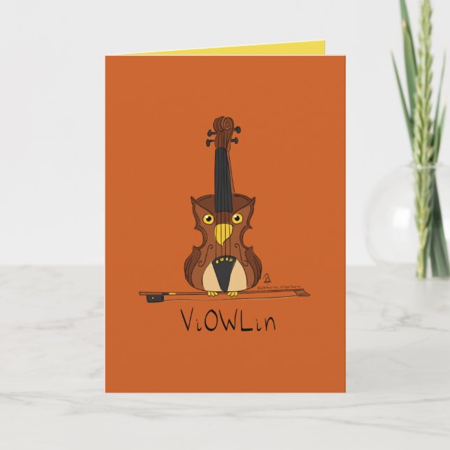 Violin Uggla Music Teacher Cute Kids Kort (Framsida)