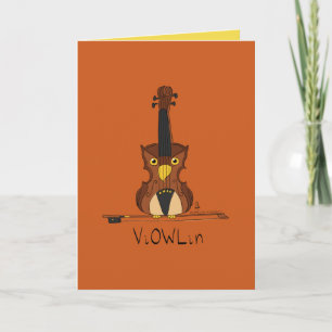 Violin Uggla Music Teacher Cute Kids Kort