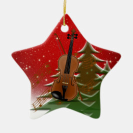 Violin vid jul julgransprydnad keramik