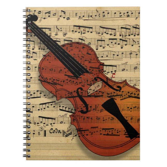 Violin Vintage Music Anteckningsbok Med Spiral (Framsidan)