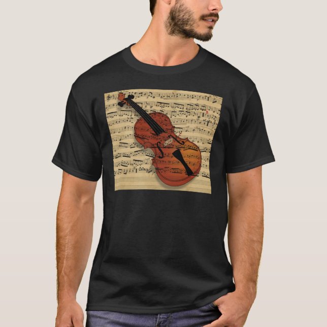 Violin Vintage Music Tee Shirt (Framsida)