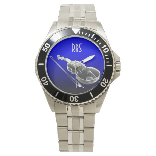 Violin Viola Cello Personlig Monogram Gift Armbandsur (Framsida)