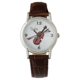 Violin Viola Music Namn Monogram White Ansikte Wat Armbandsur