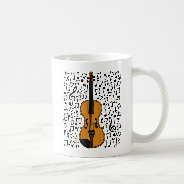 Violin with Musik noter, Violinist Music Lärare Kaffemugg (Höger)