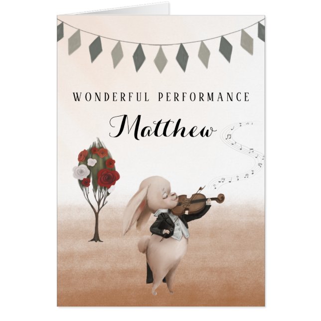 Violin Wonderful Performance Greeting Card OBS Kort (Framsidan)