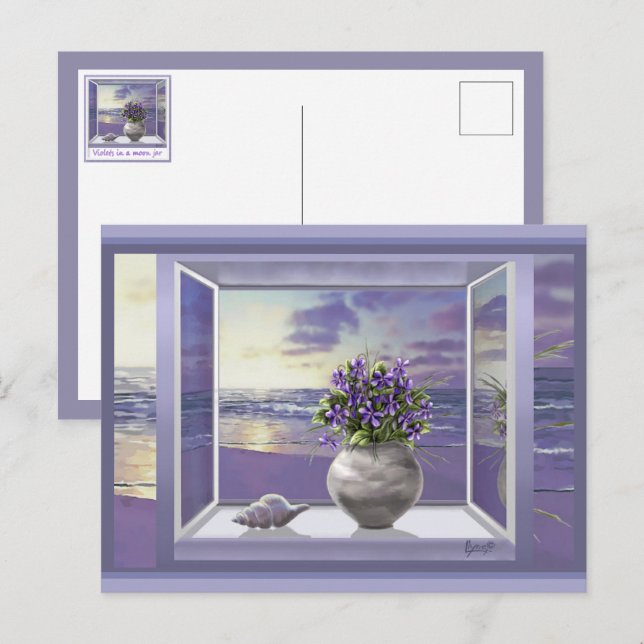 violiner i måne burk vykort (Fram/baksida)