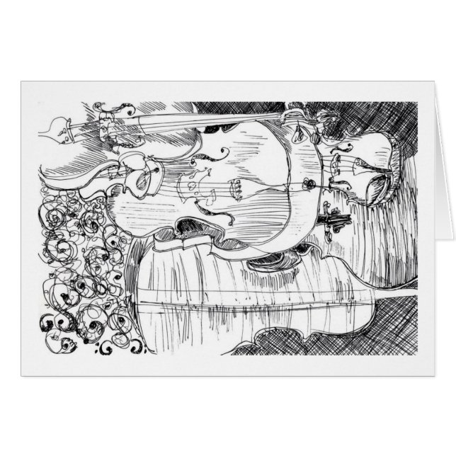 "Violini" - Debby wang Hälsningskort (Framsidan Horizontal)