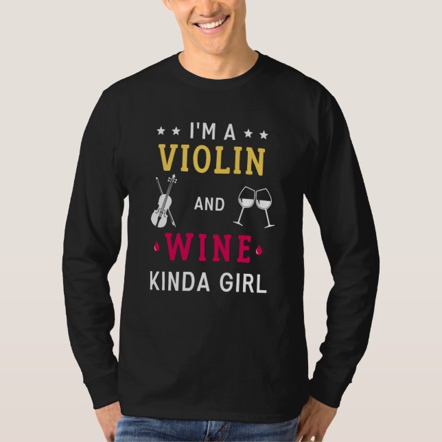 Violinist And Wine Musician Women Violin T Shirt (Framsida)