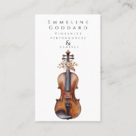Violinist Blommigt Violin Music Teacher Musician Visitkort
