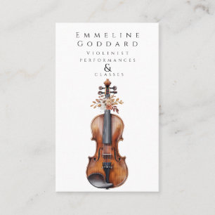 Violinist Blommigt Violin Music Teacher Musician Visitkort