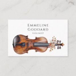 Violinist Blommigt Violin Music Teacher Musician Visitkort