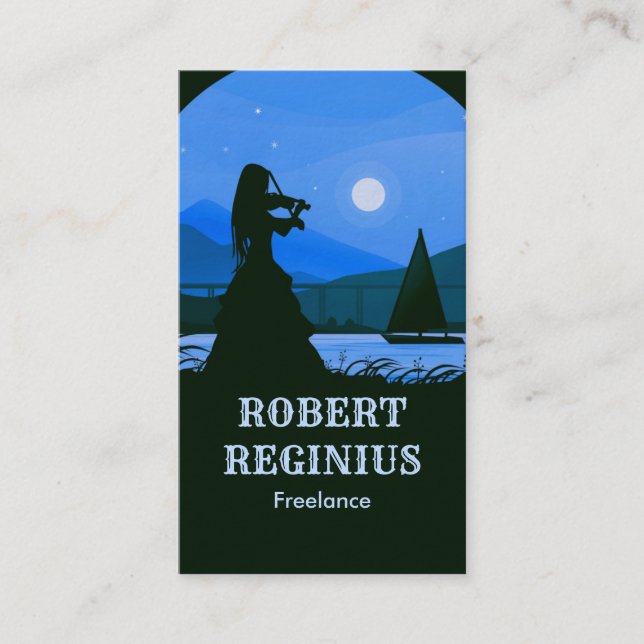 Violinist bredvid Affärskortet Floden Visitkort (Framsida)