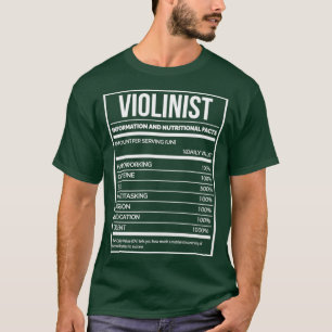 Violinist Funny Violin Nutrition Label for Women T Shirt