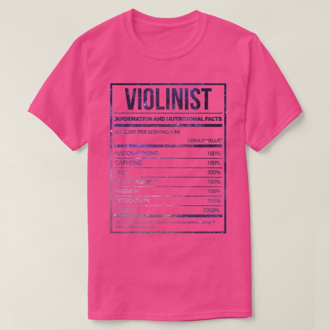 Violinist Funny Violin Nutrition Label T Shirt (Design framsida)