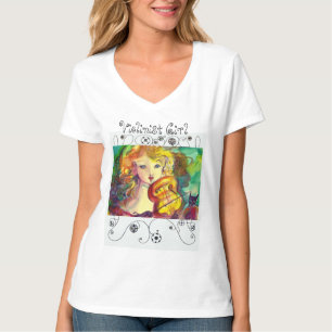 VIOLINIST GIRL, VIOLIN OCH CAT Geometric Swirls Tee
