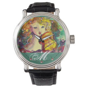 VIOLINIST GIRL, VIOLIN OCH CAT MONOGRAM ARMBANDSUR