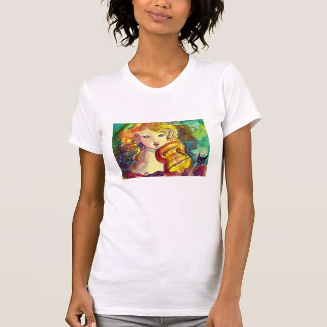 VIOLINIST GIRL, VIOLIN OCH KAT T SHIRT (Framsida)