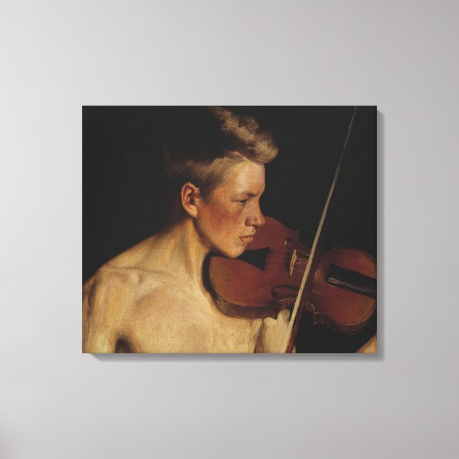 Violinist (Male Musician) (av Pekka Halonen) Canvastryck (Framsida)