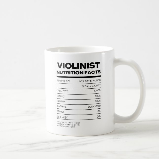 Violinist Nutrition Facts Coffee Mugg (Höger)