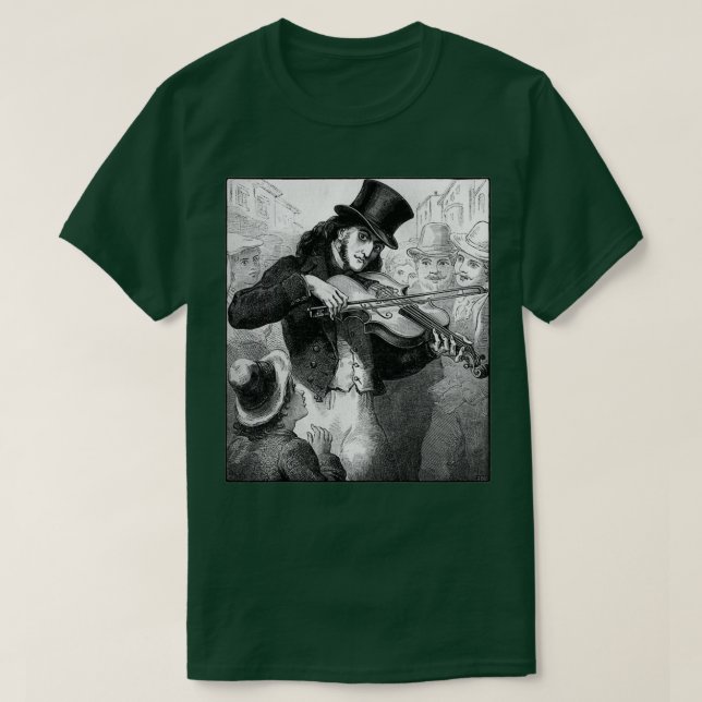 Violinist och Composer Paganini som gatumusiker T Shirt (Design framsida)