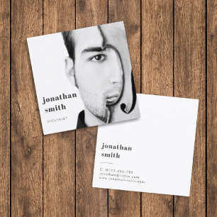 Violinist Photo Professionell Musician Minimal Fyrkantigt Visitkort