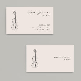 Violinist  Rosa Elegant Script Music Teacher Visitkort