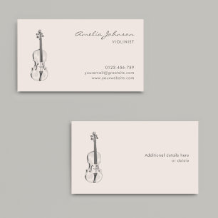 Violinist Rosa Elegant Script Music Teacher Visitkort