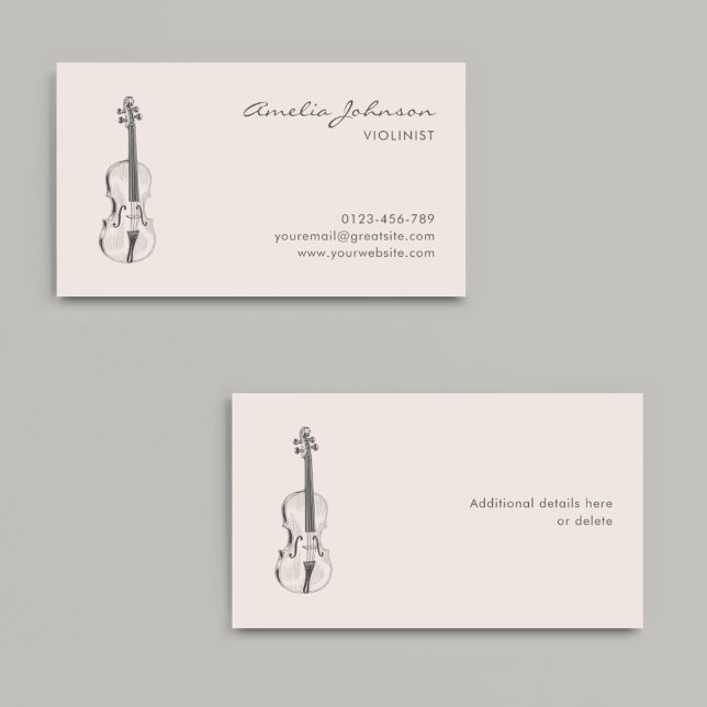 Violinist  Rosa Elegant Script Music Teacher Visitkort (Skapare uppladdad)