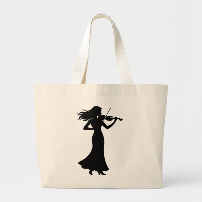 Violinist Silhouette Lady Jumbo Tygkasse (Framsidan)