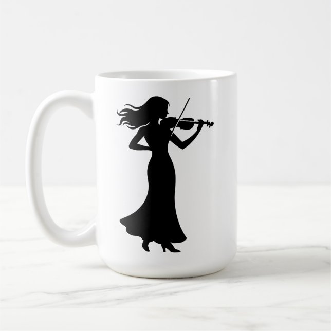 Violinist Siluett Dam Kaffemugg (Vänster)