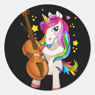 Violinist Unicorn Violin Viola Player Music Älskar Runt Klistermärke