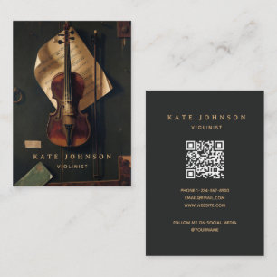 Violinist Vintage Violin Musician Teacher Elegant Visitkort