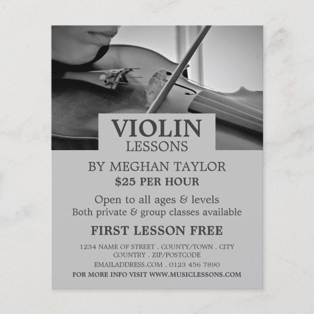 Violinist, Violin Lessons Reklam Flygblad (Framsidan)