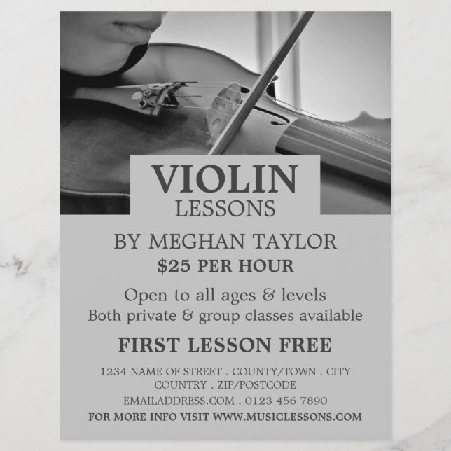 Violinist, Violin Lessons Reklam Reklamblad (Framsidan)