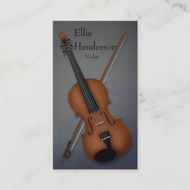 Violinist Violist Performing Musician's Mörk Grått Visitkort (Framsida)