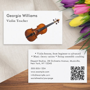 Violinlärare Musikinstrument handledare QR-kod Visitkort