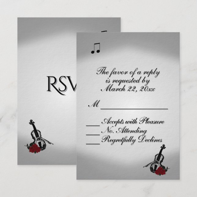Violinmusik Bröllop RSVP OSA Kort (Fram/baksida)