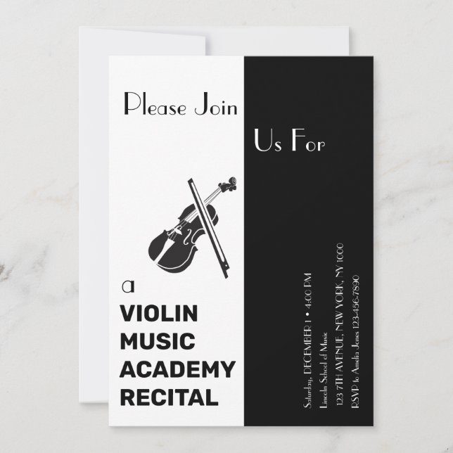 Violinmusikakademin Elegant Modern Föreställning Inbjudningar (Framsida)