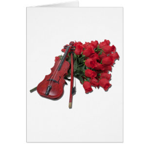 ViolinOnBouquetRoses012511 Hälsningskort