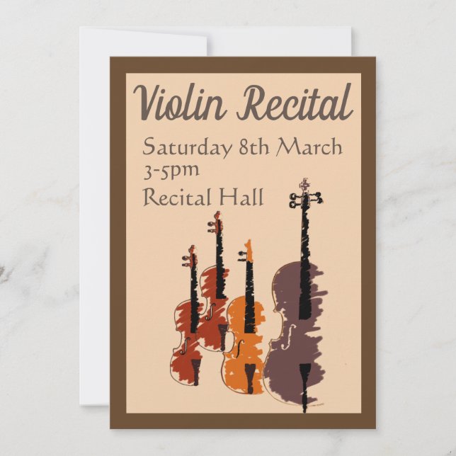 Violinrecital elegant stilfull framförande inbjudningar (Framsida)